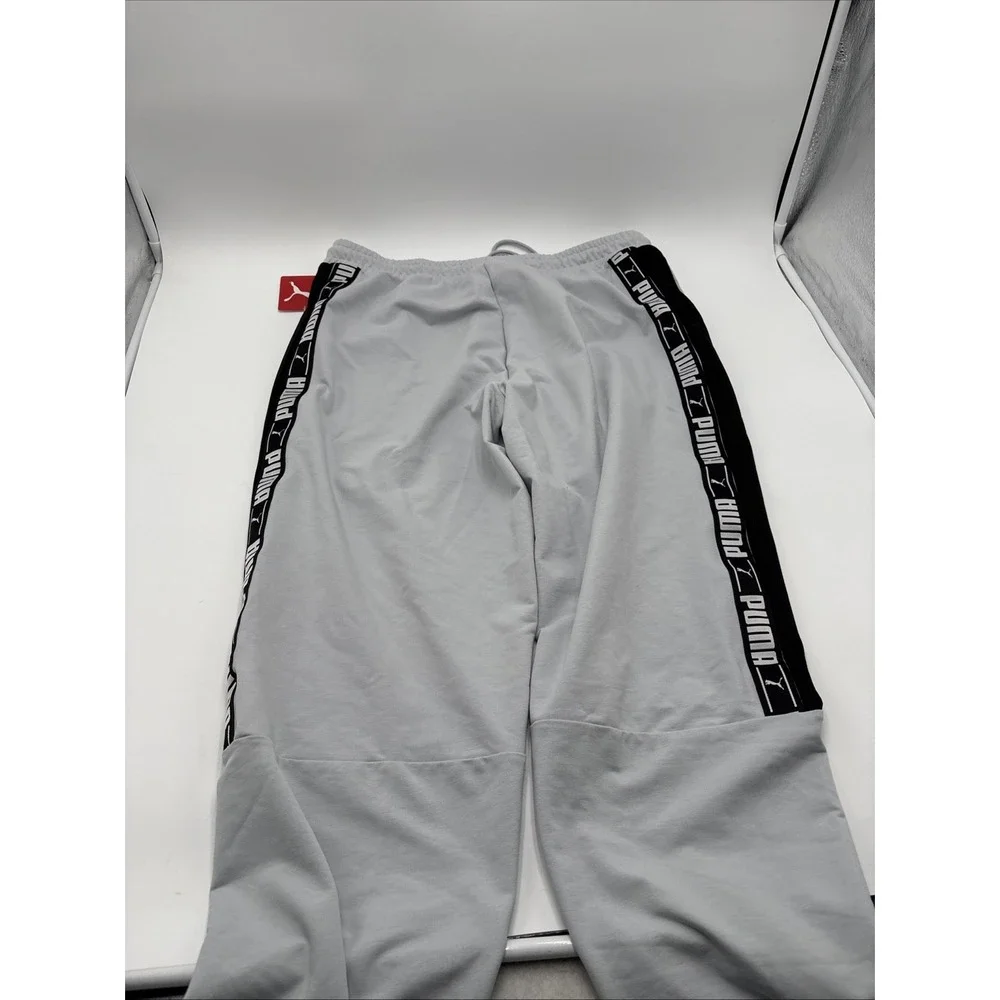 PUMA Stretchlite Size Large Platinum Gray with Black Side Logo Men's Sweat Pants